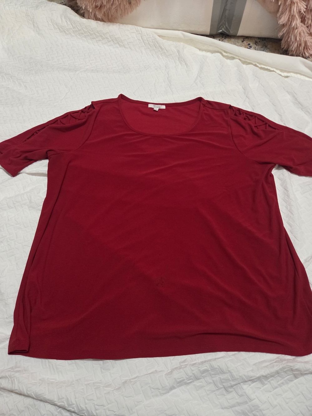 89th & Madison Red Scoop Neck Top W Criscross Sleeves 89xl-ss1